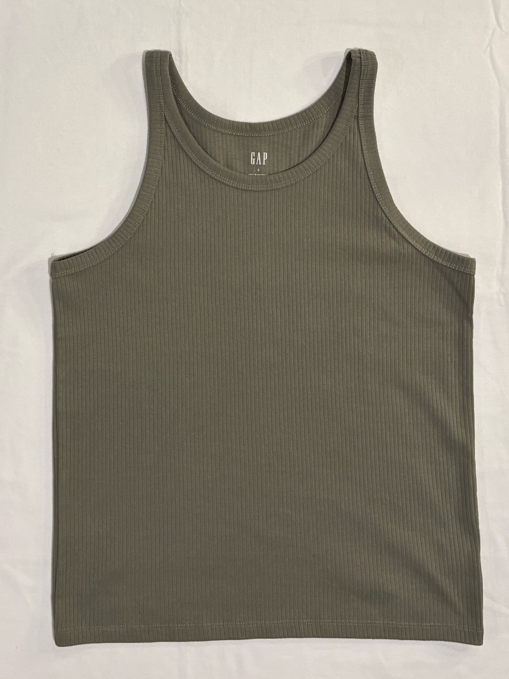 GAP Olive Ribbed Scoop Neck Tank Top Size Large